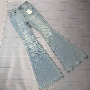 NWT Cello High Rise Distressed Flare Jeans Size 3